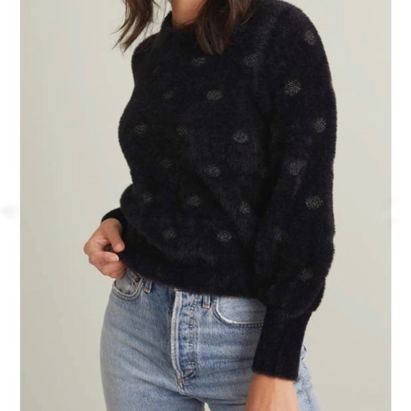 Marine Layer NWOT Arielle Crewneck Sweater in Black/Metallic Funfetti Si… - Picture 3 of 7